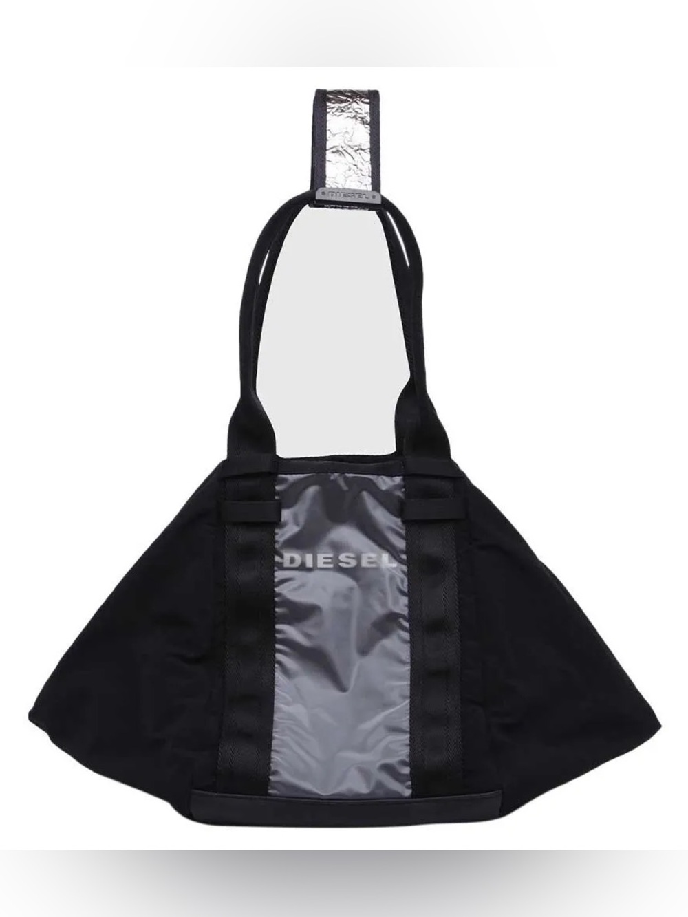 Diesel D-Cage Shopper Tote Bag Black Silver